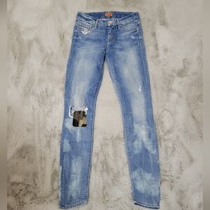 Mother Brand The Looker Distressed Camo Patch Jeans
